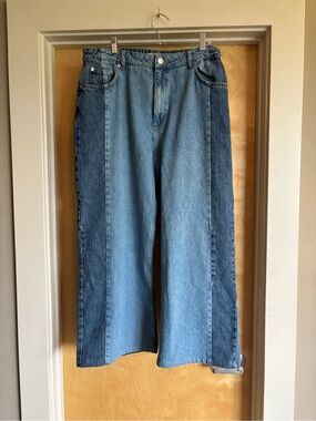 NA-KD Wide Leg Side Panel Jeans, EU Size 44 (US ~14)